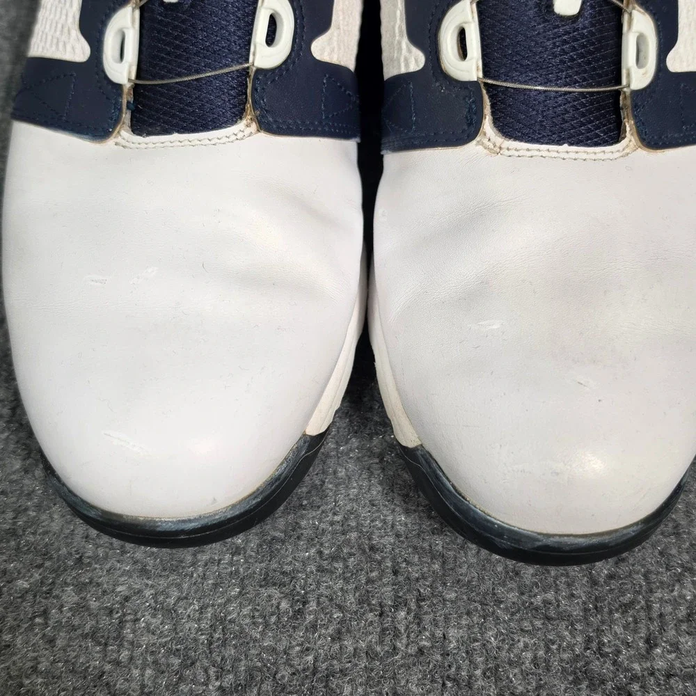 FootJoy Contour Fit BOA Golf Shoes Mens White Navy Blue Spiked 54181 9.5